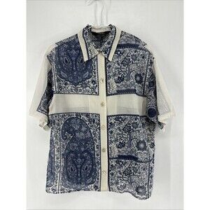 Cruise By MaxMara Button Down Short Sleeve Paisley Top
